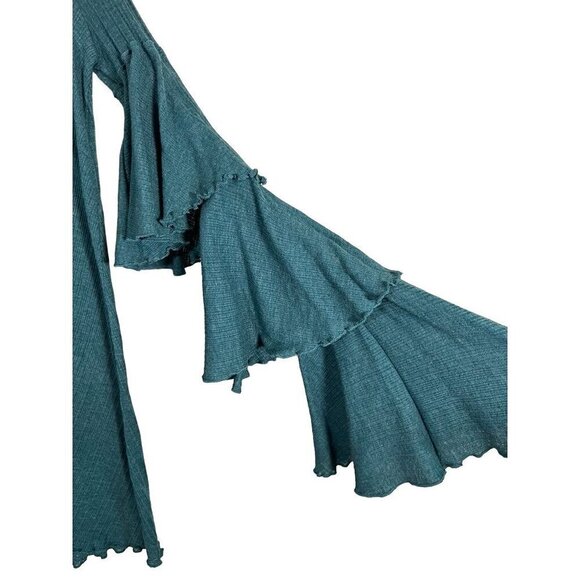 Free People Top Women XS Green Pullover Tiered Boho Peasant Hippie Cowgirl Retro - Picture 5 of 12